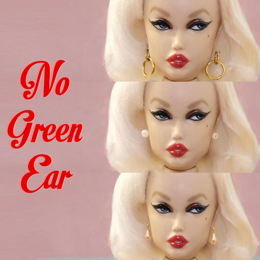Orecchini con perno in plastica per bambole fashion vintage – zero rischio di orecchio verde.